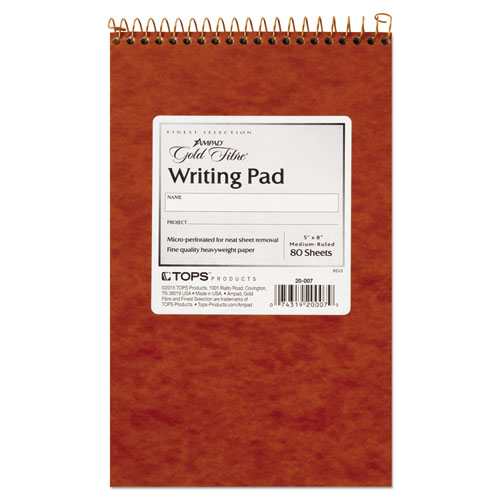 Image of Gold Fibre Retro Wirebound Writing Pads, Medium/College Rule, Red Cover, 80 Antique Ivory 5 x 8 Sheets