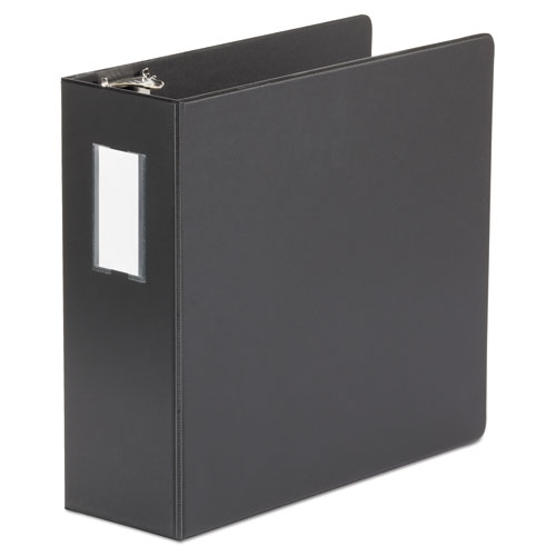 Image of Deluxe Non-View D-Ring Binder with Label Holder, 3 Rings, 4" Capacity, 11 x 8.5, Black