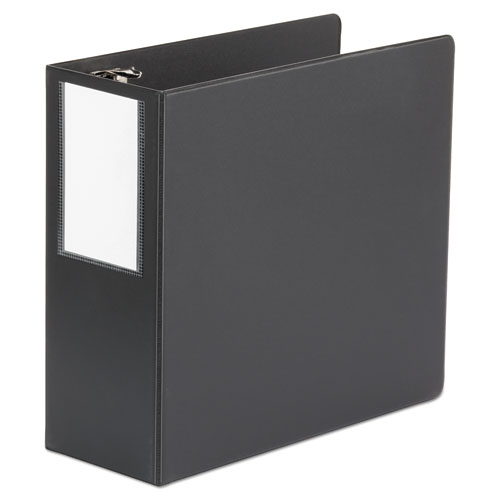 Deluxe Non-View D-Ring Binder with Label Holder, 3 Rings, 5 Capacity, 11 x 8.5, Black