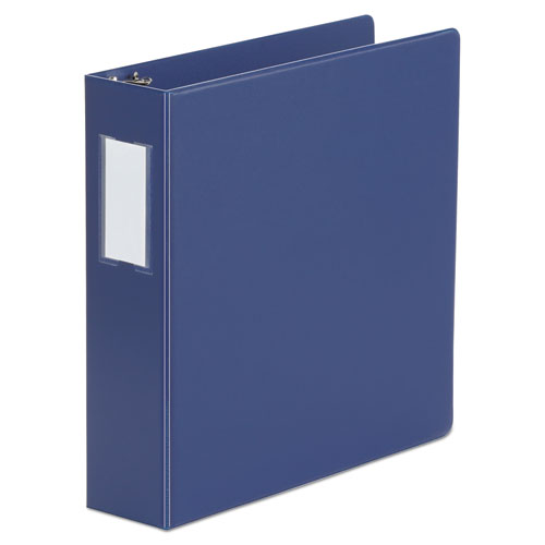 DELUXE NON-VIEW D-RING BINDER WITH LABEL HOLDER, 3 RINGS, 2" CAPACITY, 11 X 8.5, ROYAL BLUE