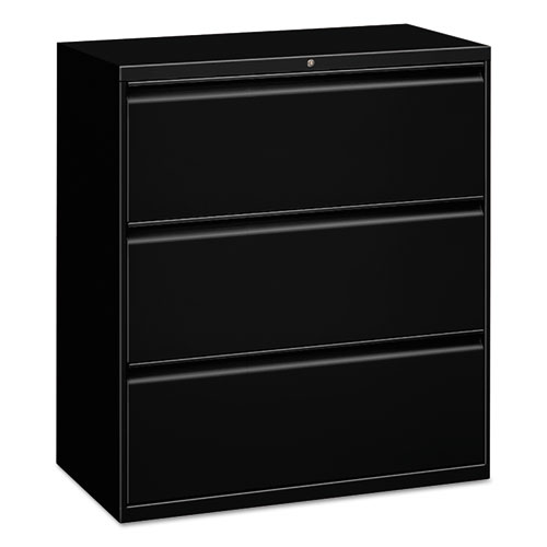 Three-Drawer Lateral File Cabinet, 30w x 18d x 39.5h, Black