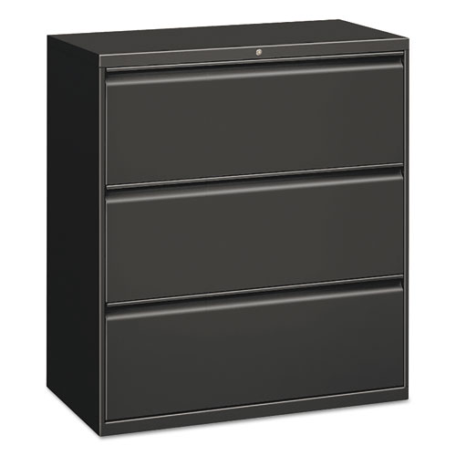 Three-Drawer Lateral File Cabinet, 30w x 18d x 39.5h, Charcoal