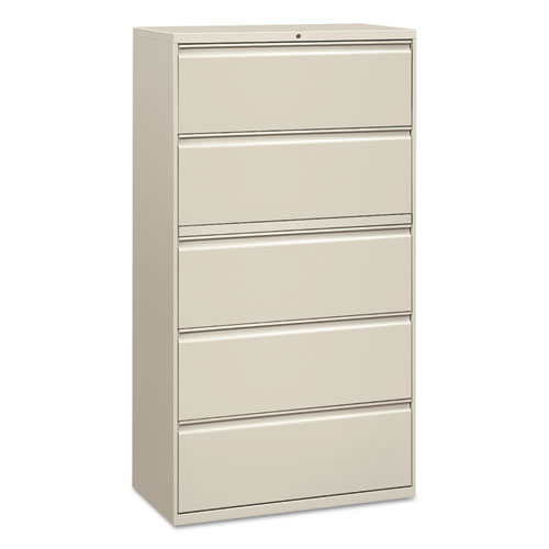 FIVE-DRAWER LATERAL FILE CABINET, 36W X 18D X 64.25H, LIGHT GRAY