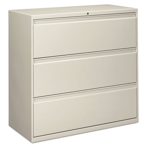 THREE-DRAWER LATERAL FILE CABINET, 42W X 18D X 39.5H, LIGHT GRAY