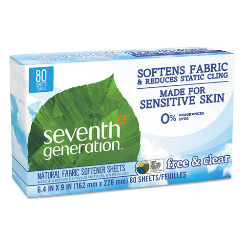 Seventh Generation® Natural Fabric Softener Sheets, Unscented, 80 Sheets/Box