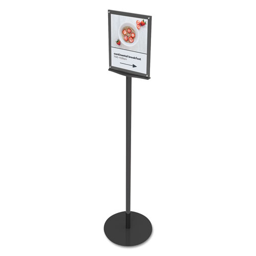 Image of Deflecto® Double-Sided Magnetic Sign Display, 8.5 X 11 Insert, 56" Tall, Clear/Black