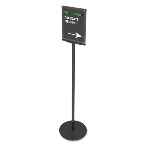 Double-Sided Magnetic Sign Display, 8.5 x 11 Insert, 56" Tall, Clear/Black