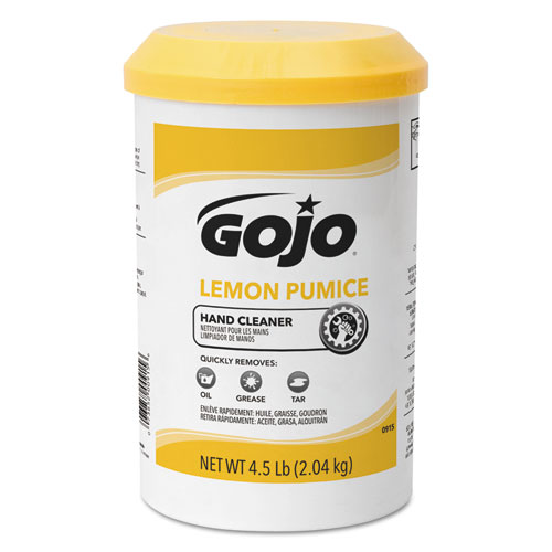 Gojo® Lemon Pumice Hand Cleaner, Lemon Scent, 4.5 Lb Tub, 6/Carton