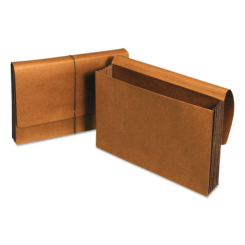 Extra Wide Expanding Wallets, 5.25" Expansion, 1 Section, Elastic Cord Closure, Legal Size, Redrope