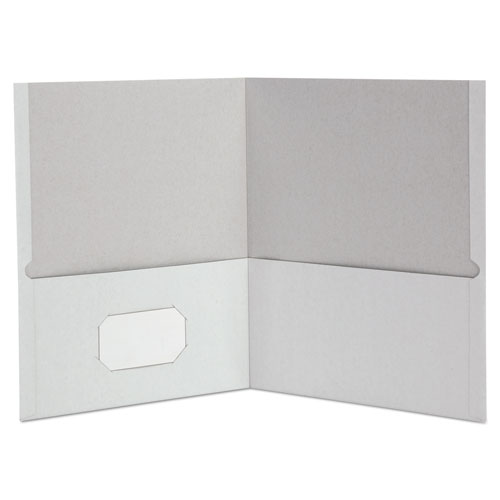 Two-Pocket Portfolio, Embossed Leather Grain Paper, White, 25/Box