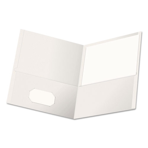 Image of Two-Pocket Portfolio, Embossed Leather Grain Paper, 11 x 8.5, White, 25/Box