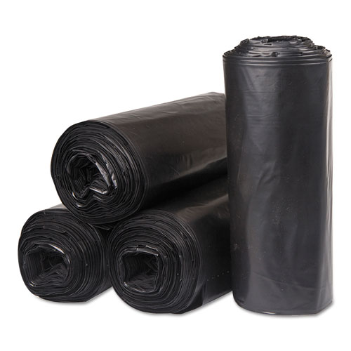 Inteplast Group Institutional Low-Density Can Liners, 10 gal, 0.35 mil, 24" x 24", Black, 50 Bags/Roll, 20 Rolls/Carton