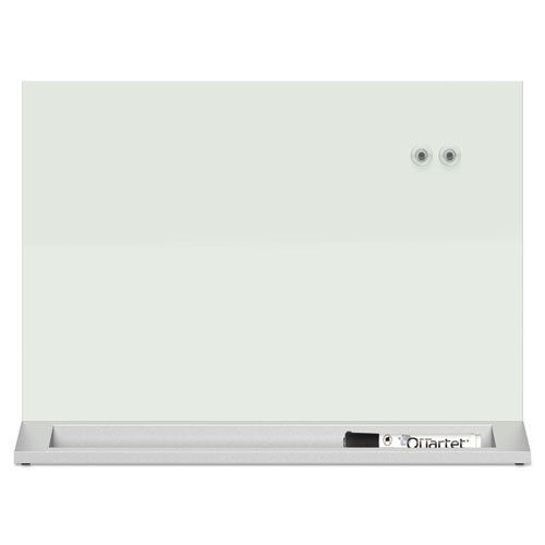 Desktop Magnetic Glass Dry-Erase Panel, 23" x 17", White