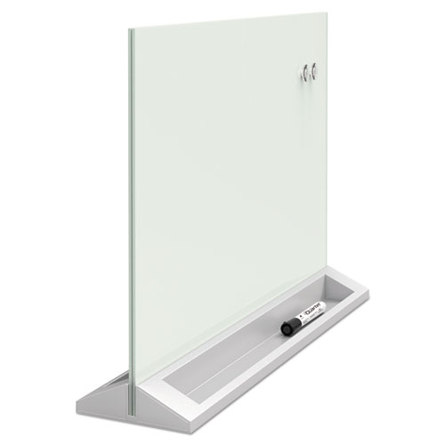 Desktop Magnetic Glass Dry-Erase Panel, 23" x 17", White