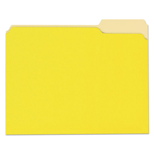 Deluxe Colored Top Tab File Folders, 1/3-Cut Tabs, Letter Size, Yellowith Light Yellow, 100/Box