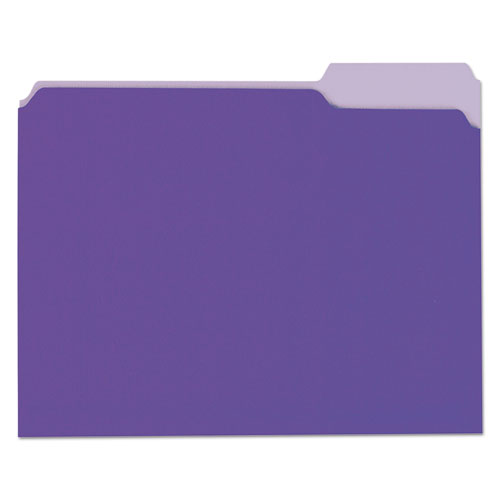 Image of Deluxe Colored Top Tab File Folders, 1/3-Cut Tabs: Assorted, Letter Size, Violet/Light Violet, 100/Box