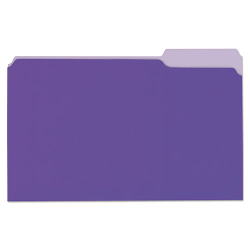 Deluxe Colored Top Tab File Folders, 1/3-Cut Tabs, Legal Size, Violet/Light Violet, 100/Box