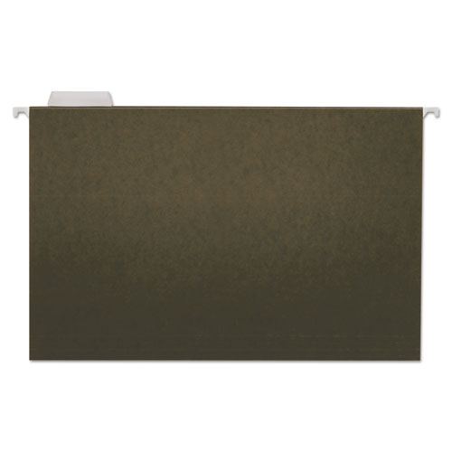 Universal® Hanging File Folders, Legal Size, 1/5-Cut Tabs, Standard Green, 25/Box