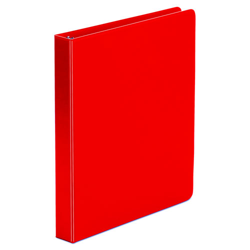 Economy Non-View Round Ring Binder, 3 Rings, 1" Capacity, 11 x 8.5, Red