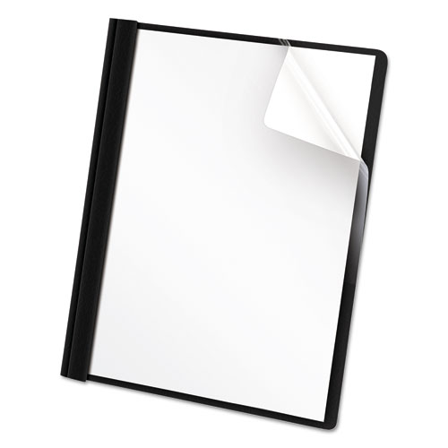 Image of Clear Front Report Cover, Prong Fastener, 0.5" Capacity, 8.5 x 11, Clear/Black, 25/Box