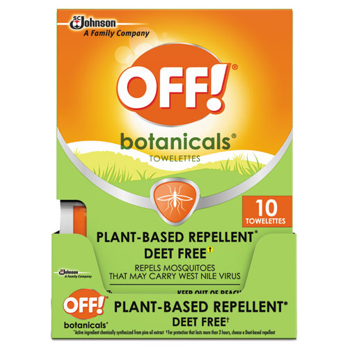 Image of Off!® Botanicals Insect Repellant, Box, 10 Wipes/Pack, 8 Packs/Carton