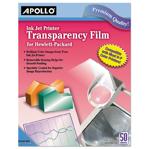 Image of Quick-Dry Color Inkjet Transparency Film with Handling Strip, 8.5 x 11, 50/Box
