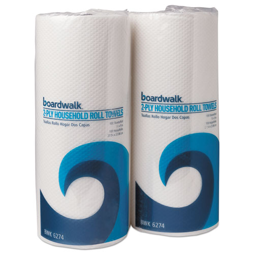 Boardwalk® Kitchen Roll Towel, 2-Ply, 9 x 11, White, 100/Roll, 30 Rolls/Carton