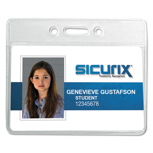 Image of SICURIX Badge Holder, Horizontal, 2.13 x 3.38, Clear, 12/Pack