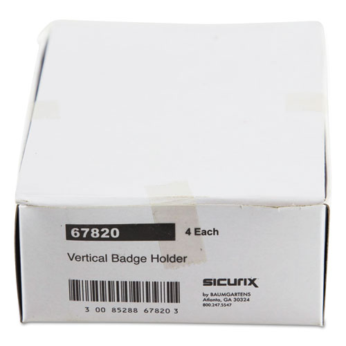 Image of SICURIX Badge Holder, Vertical, 2.75 x 4.13, Clear, 12/Pack