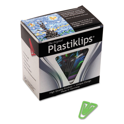 Plastiklips Paper Clips, Large, Smooth, Assorted Colors, 200/Box