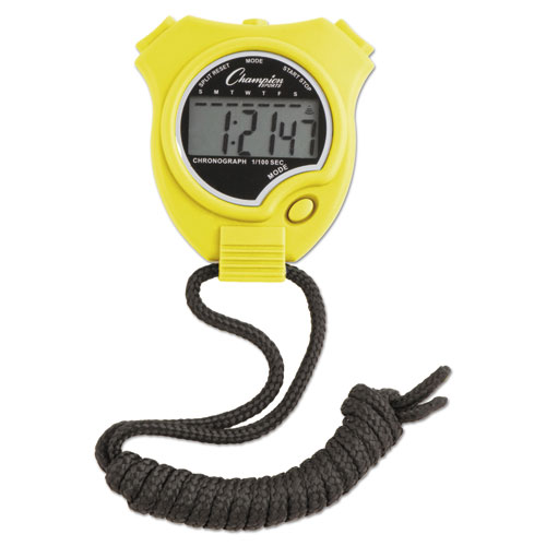 Water-Resistant Stopwatches, Accurate to 1/100 Second, Assorted Colors, 6/Box