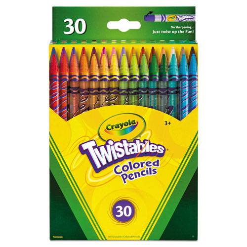 Crayola® Twistables Colored Pencils, 2 Mm, 2B (#1), Assorted Lead/Barrel Colors, 30/Pack