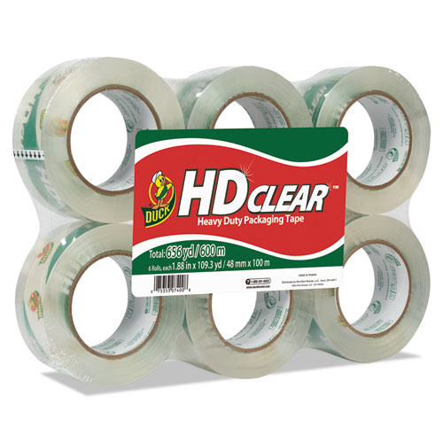 Heavy-Duty Carton Packaging Tape, 3" Core, 1.88"x 110 yds, Clear, 6/Pack | by Plexsupply