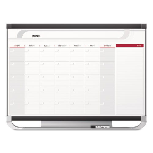 Quartet® Prestige 2 Magnetic Total Erase Monthly Calendar, 36 x 24, White Surface, Graphite Fiberboard/Plastic Frame