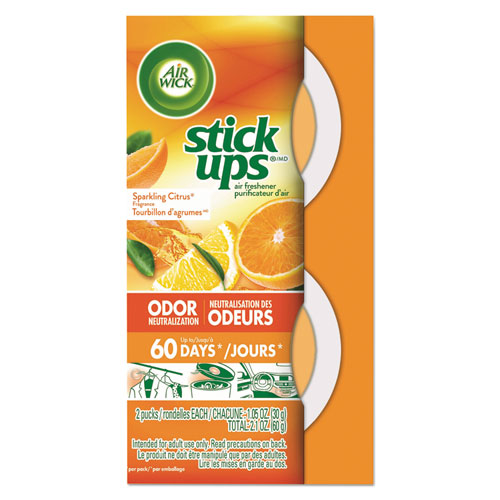 Stick Ups Air Freshener, 2.1 oz, Sparkling Citrus, 12/Carton