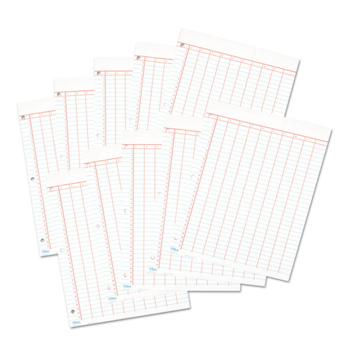 Image of Data Pad with Numbered Column Headings, Data/Lab-Record Format, Wide/Legal Rule, 10 Columns, 8.5 x 11, White, 50 Sheets