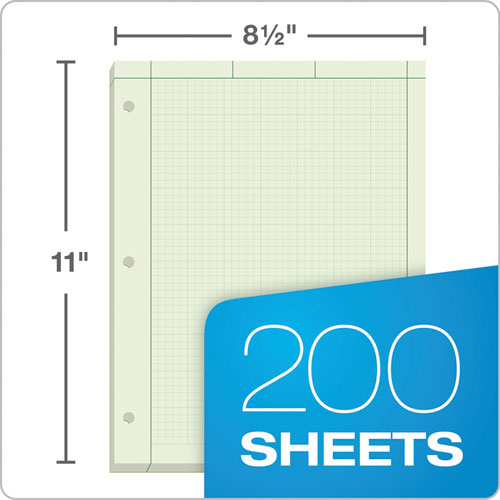 Engineering Computation Pads, 5 sq/in Quadrille Rule, 8.5 x 11, Green Tint, 200 Sheets