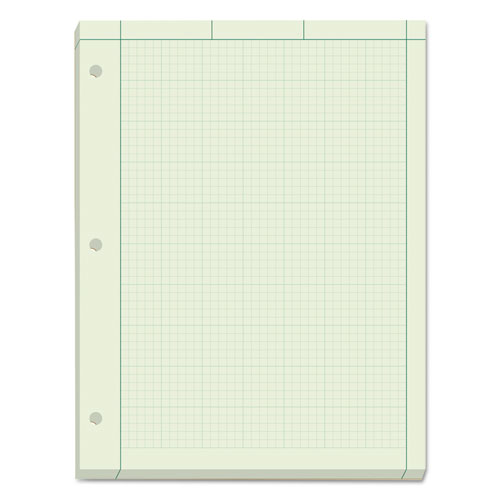 Tops™ Engineering Computation Pads, Cross-Section Quadrille Rule (5 Sq/In, 1 Sq/In), Green Cover, 200 Green-Tint 8.5 X 11 Sheets