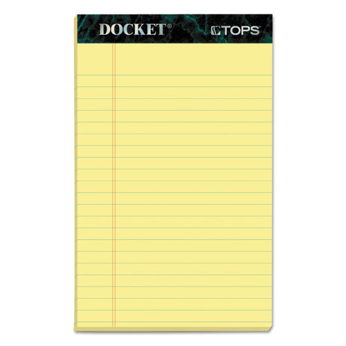 TOPS™ Docket Ruled Perforated Pads, Narrow Rule, 50 Canary-Yellow 5 x 8 Sheets, 12/Pack