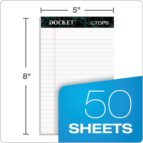 Docket Ruled Perforated Pads, Narrow Rule, 5 x 8, White, 50 Sheets, 12/Pack