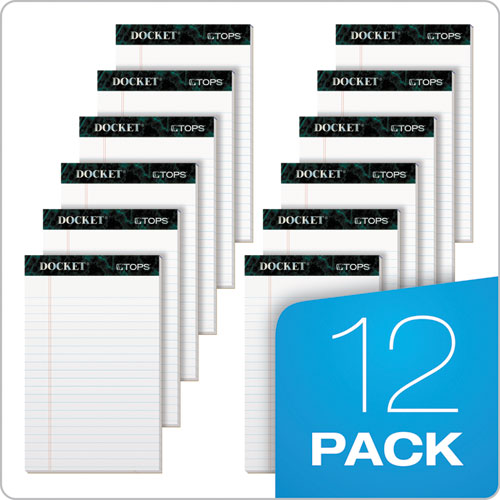 Image of Tops™ Docket Ruled Perforated Pads, Narrow Rule, 50 White 5 X 8 Sheets, 12/Pack