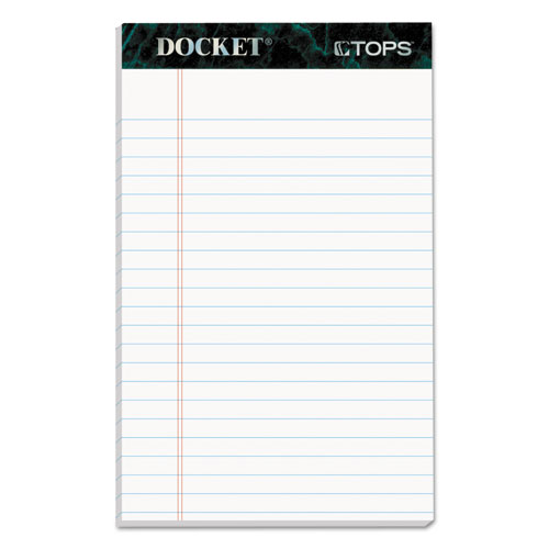 TOPS™ Docket Ruled Perforated Pads, Narrow Rule, 50 White 5 x 8 Sheets, 12/Pack