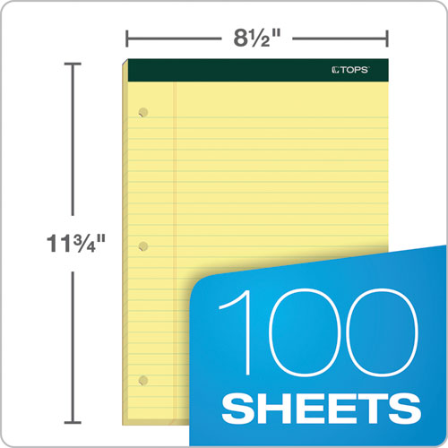 Image of Tops™ Double Docket Ruled Pads, Wide/Legal Rule, 100 Canary-Yellow 8.5 X 11.75 Sheets, 6/Pack