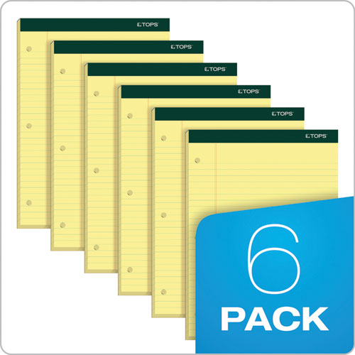 Image of Tops™ Double Docket Ruled Pads, Wide/Legal Rule, 100 Canary-Yellow 8.5 X 11.75 Sheets, 6/Pack