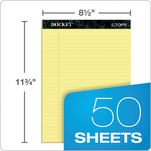 Image of Tops™ Docket Ruled Perforated Pads, Wide/Legal Rule, 50 Canary-Yellow 8.5 X 11.75 Sheets, 12/Pack