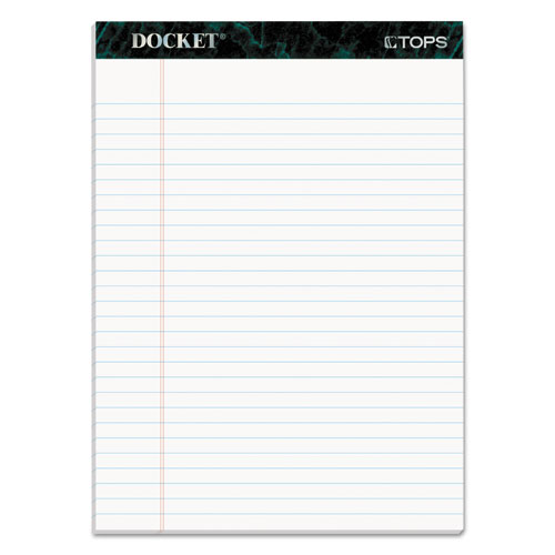 TOPS™ Docket Ruled Perforated Pads, Wide/Legal Rule, 50 White 8.5 x 11.75 Sheets, 12/Pack
