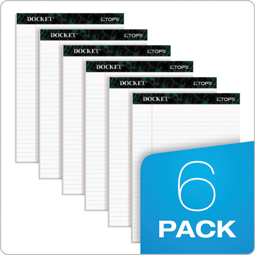 Image of Tops™ Docket Ruled Perforated Pads, Wide/Legal Rule, 50 White 8.5 X 11.75 Sheets, 6/Pack