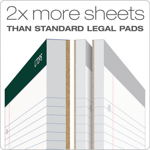 Double Docket Ruled Pads, Wide/Legal Rule, 8.5 x 11.75, White, 100 Sheets, 6/Pack