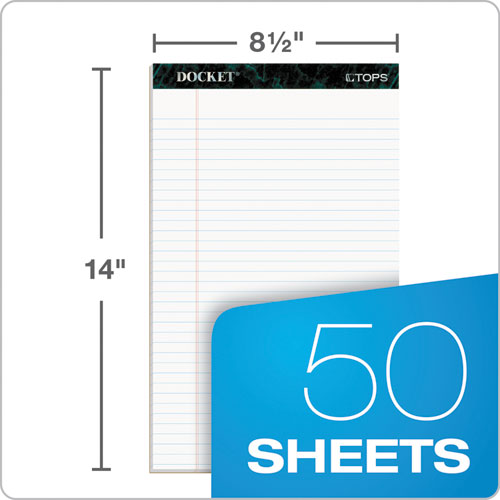 Image of Tops™ Docket Ruled Perforated Pads, Wide/Legal Rule, 50 White 8.5 X 14 Sheets, 12/Pack