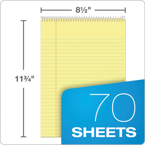 Image of Tops™ Docket Ruled Wirebound Pad With Cover, Wide/Legal Rule, Blue Cover, 70 Canary-Yellow 8.5 X 11.75 Sheets